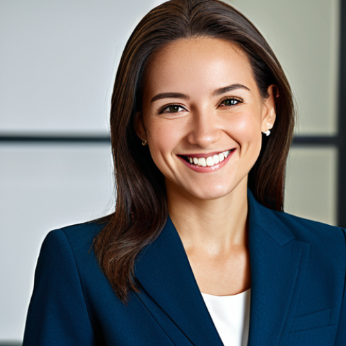 Home 26 Business Success**
"A professional businesswoman in a modern office setting, smiling confidently, fully clothed in a modest business suit, appropriate attire, safe for work, perfect anatomy, natural proportions, bright lighting, professional photography, high quality, family-friendly"
**